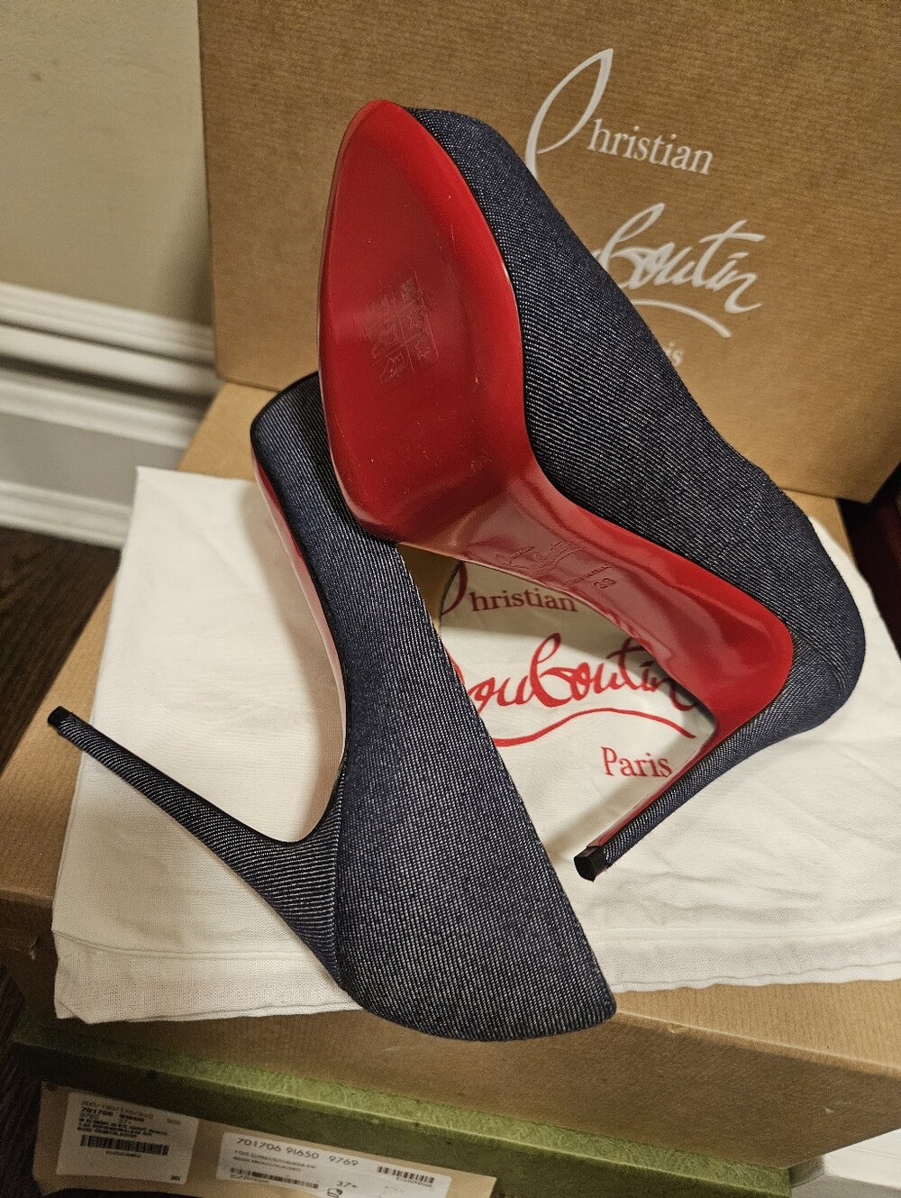 Christian Louboutin New Very Prive 120 Denim Size 38 - Picture 8 of 9
